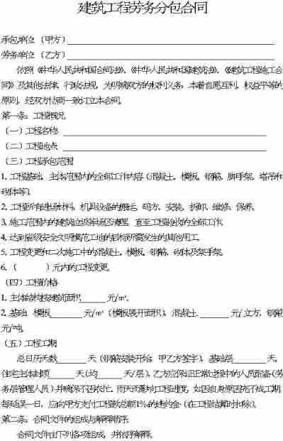 建筑工程勞務分包合同全解析與免費下載指南